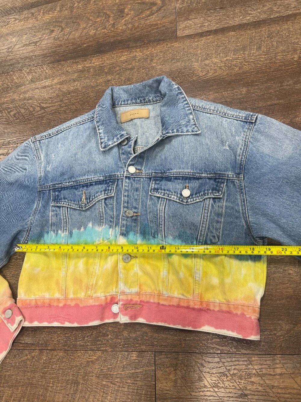 BLANKNYC Rainbow Dip Dye Cropped Denim Jacket Medium - Picture 4 of 8